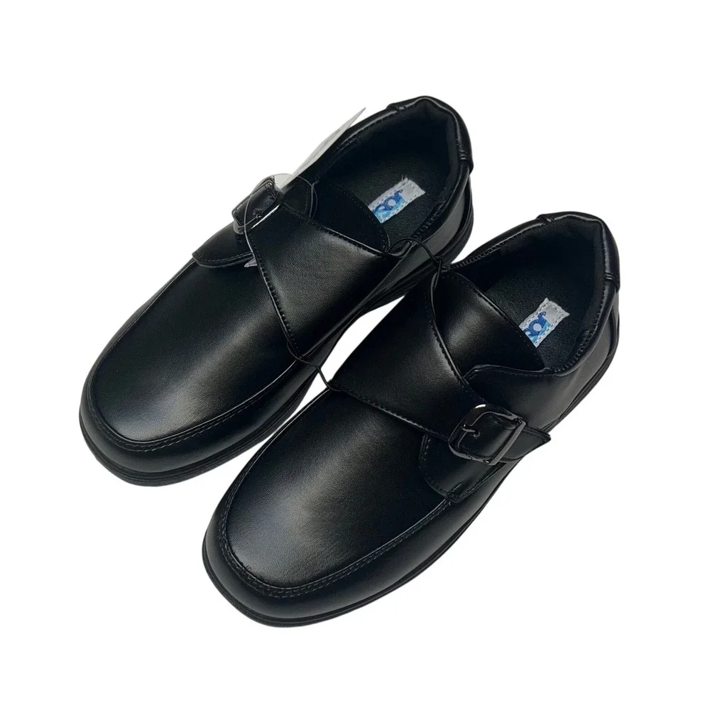 Josmo Boys Back to School Shoes Sz 3 Big Kid Black Strap Buckle Loafers New
